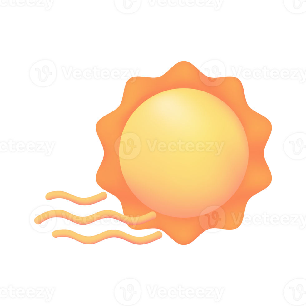 3d weer voorspelling pictogrammen zomer zon met helder zonlicht heet het weer. 3d illustratie. png