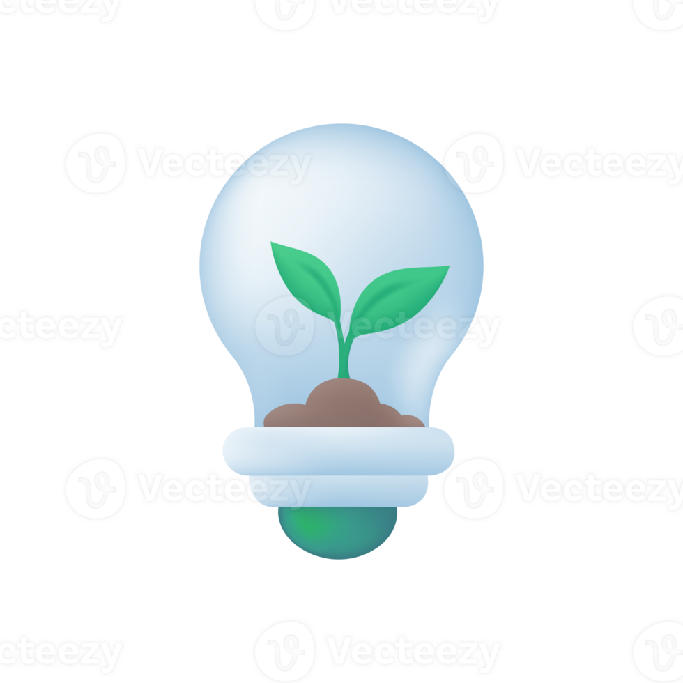 Light bulb save electricity for the earth. 3d illustration png