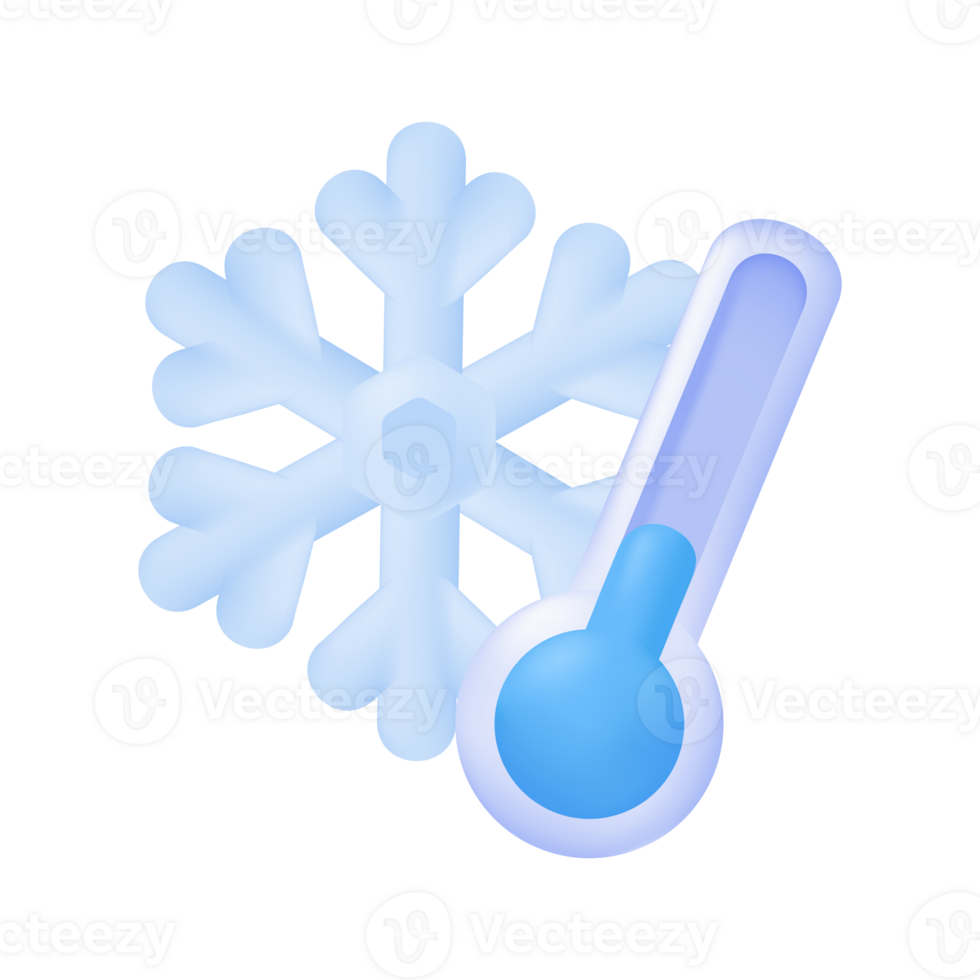 3D weather forecast icons snowy winter clouds Cold weather. 3d illustration. png