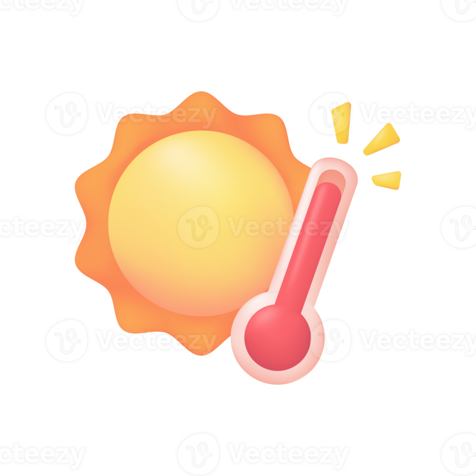3D weather forecast icons Summer sun with bright sunlight Hot weather. 3d illustration. png