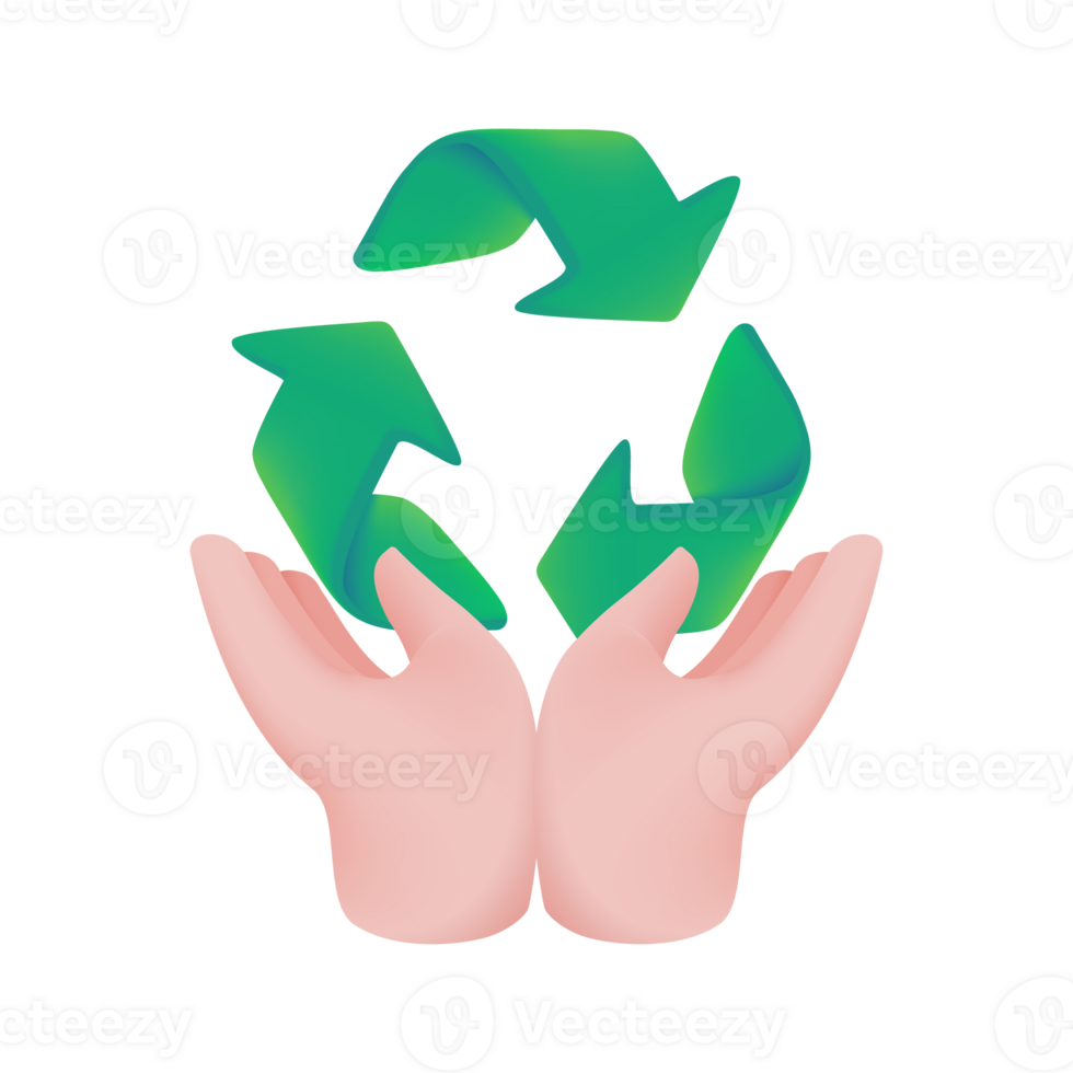 hand holding recycling symbol Waste recycling concept for the planet. 3d illustration png