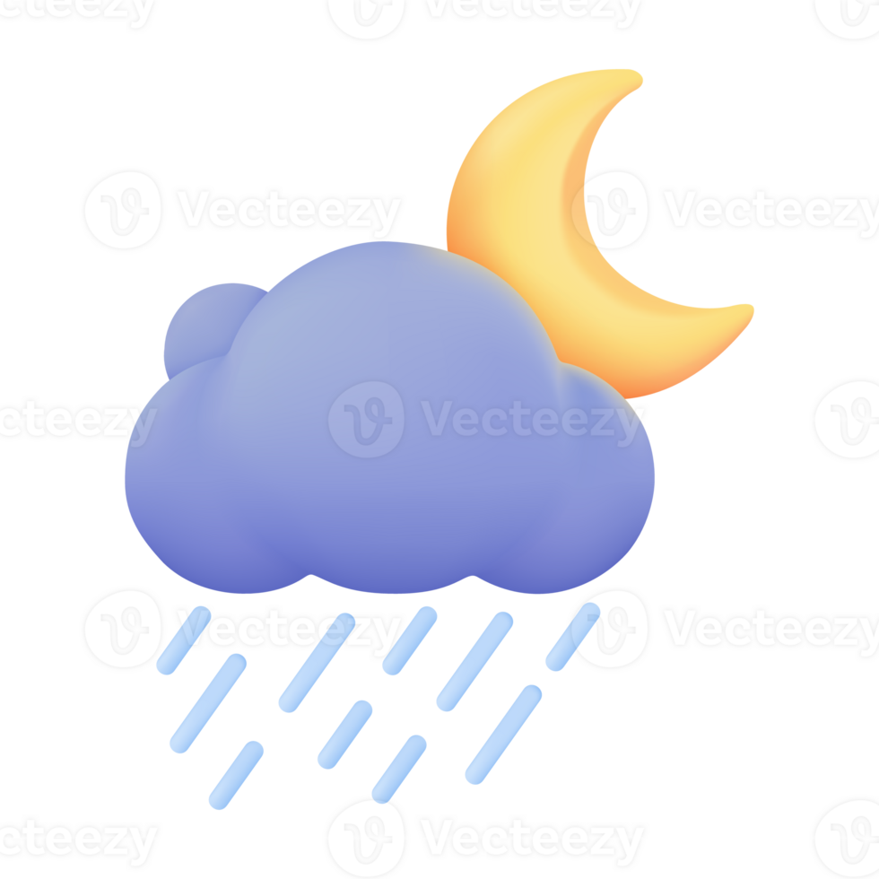 3D weather forecast icons Black cloud with thunder from a rainstorm. 3d illustration png