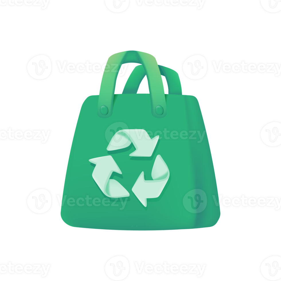 green recycled bag The concept of using plastic substitute materials for the world. png