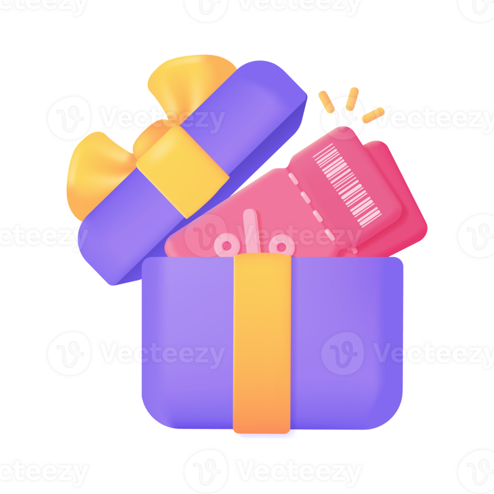 Gift box delivering special festive discounts to customers. 3D illustration. png