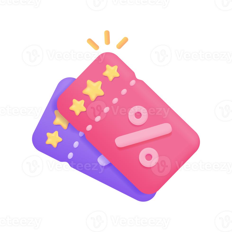 discount voucher Percentage reductions in festive sales promotions. 3D illustration png