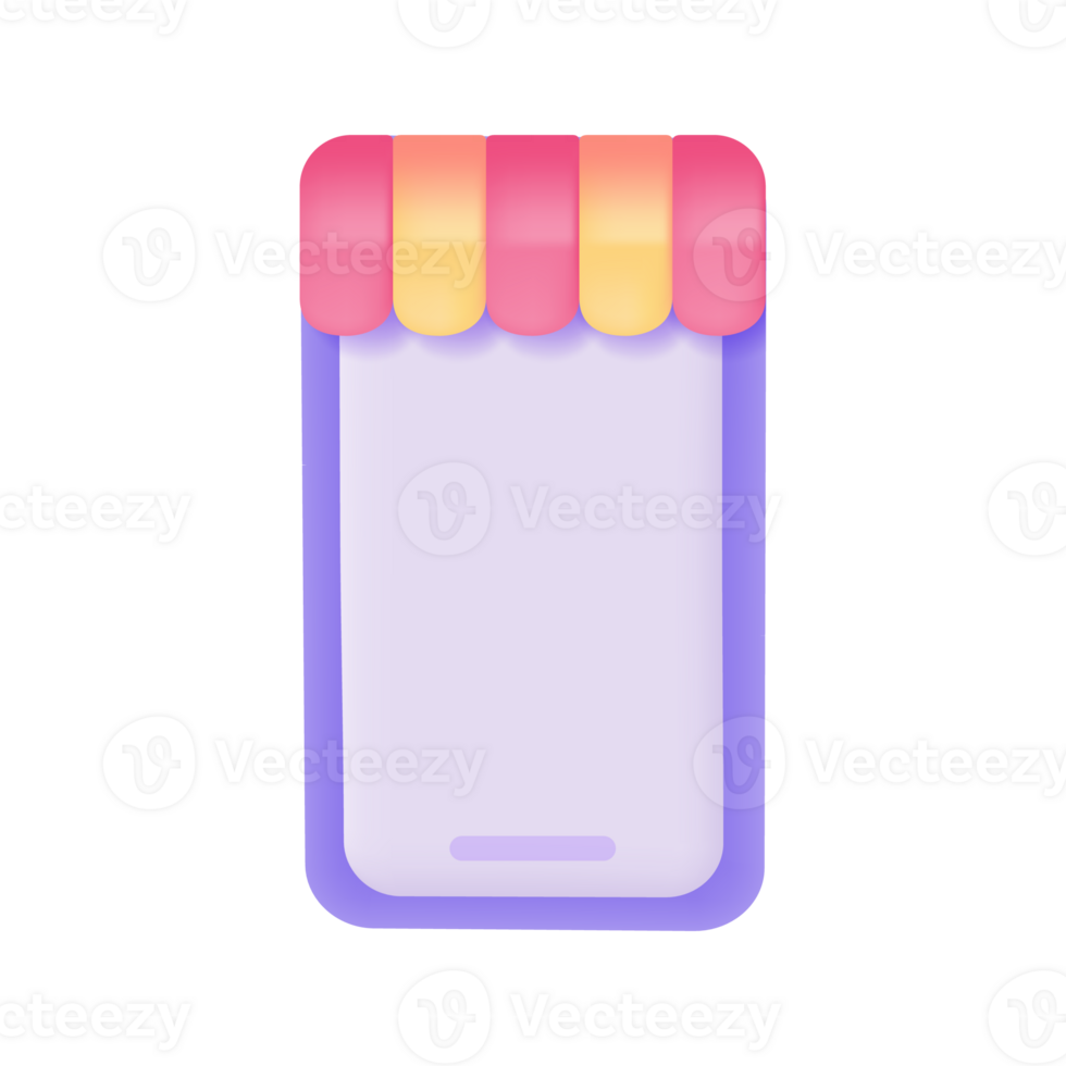 Mobile phones with awnings offer customers special discounts. Online shop concept. 3D illustration. png