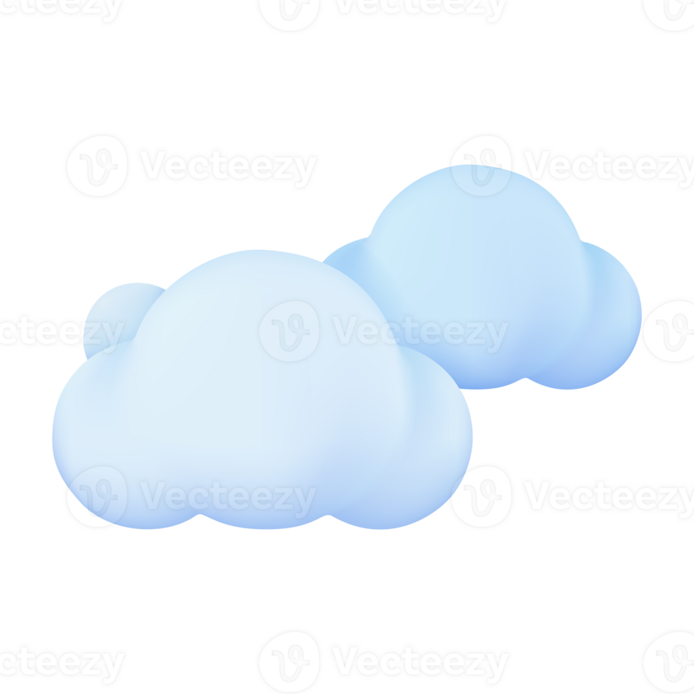 3d temps prévoir Icônes blanc des nuages dans le pluvieux saison avec fort les vents et pluie png