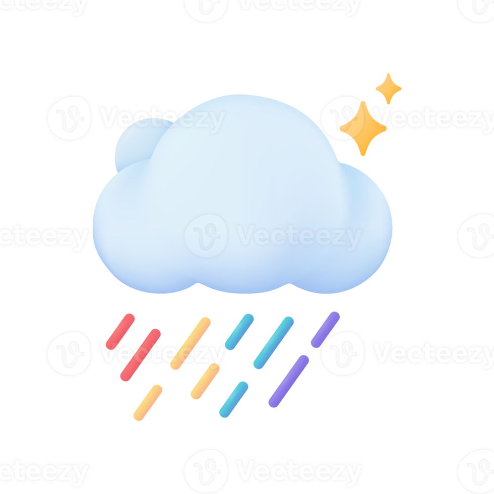 3d weer voorspelling pictogrammen Doorzichtig lucht na regen mooi regenboog. 3d illustratie. png