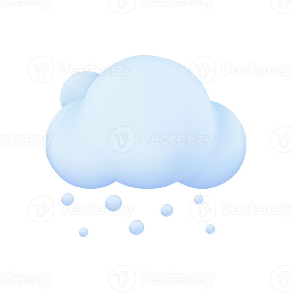 3D weather forecast icons white clouds in the rainy season with strong winds and rain png