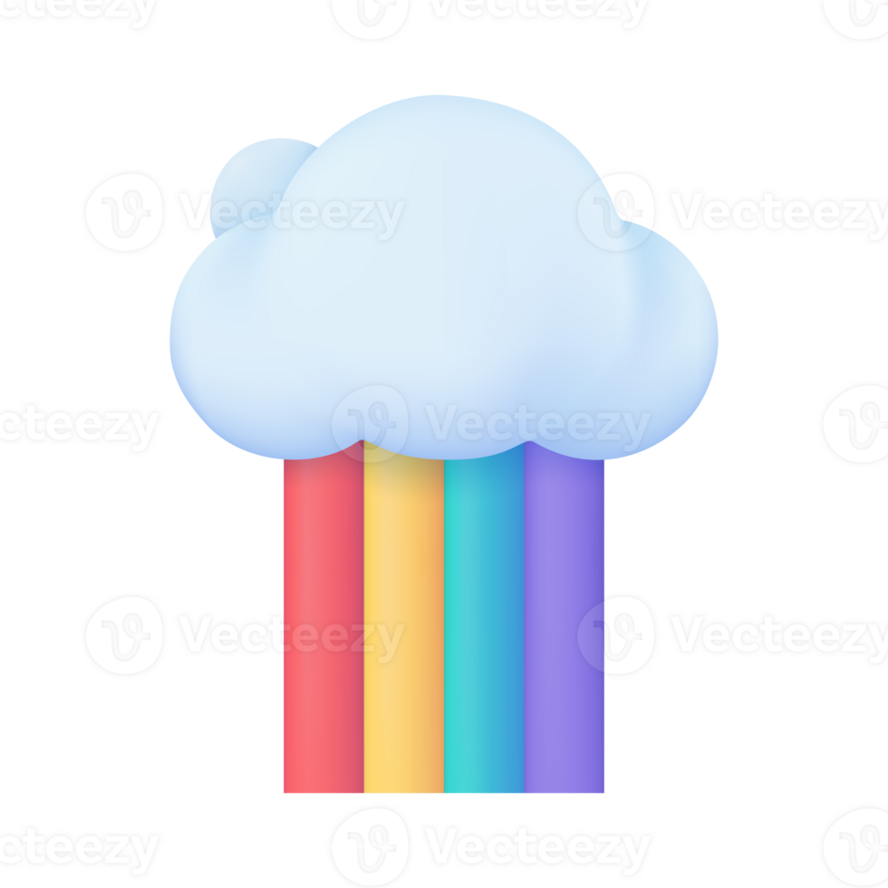 3d temps prévoir Icônes clair ciel après pluie magnifique arc-en-ciel. 3d illustration. png