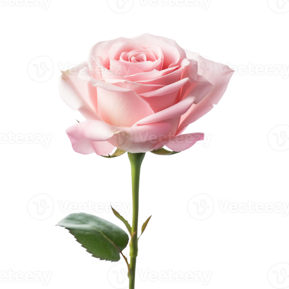 Beautiful pink rose on transparent background. png