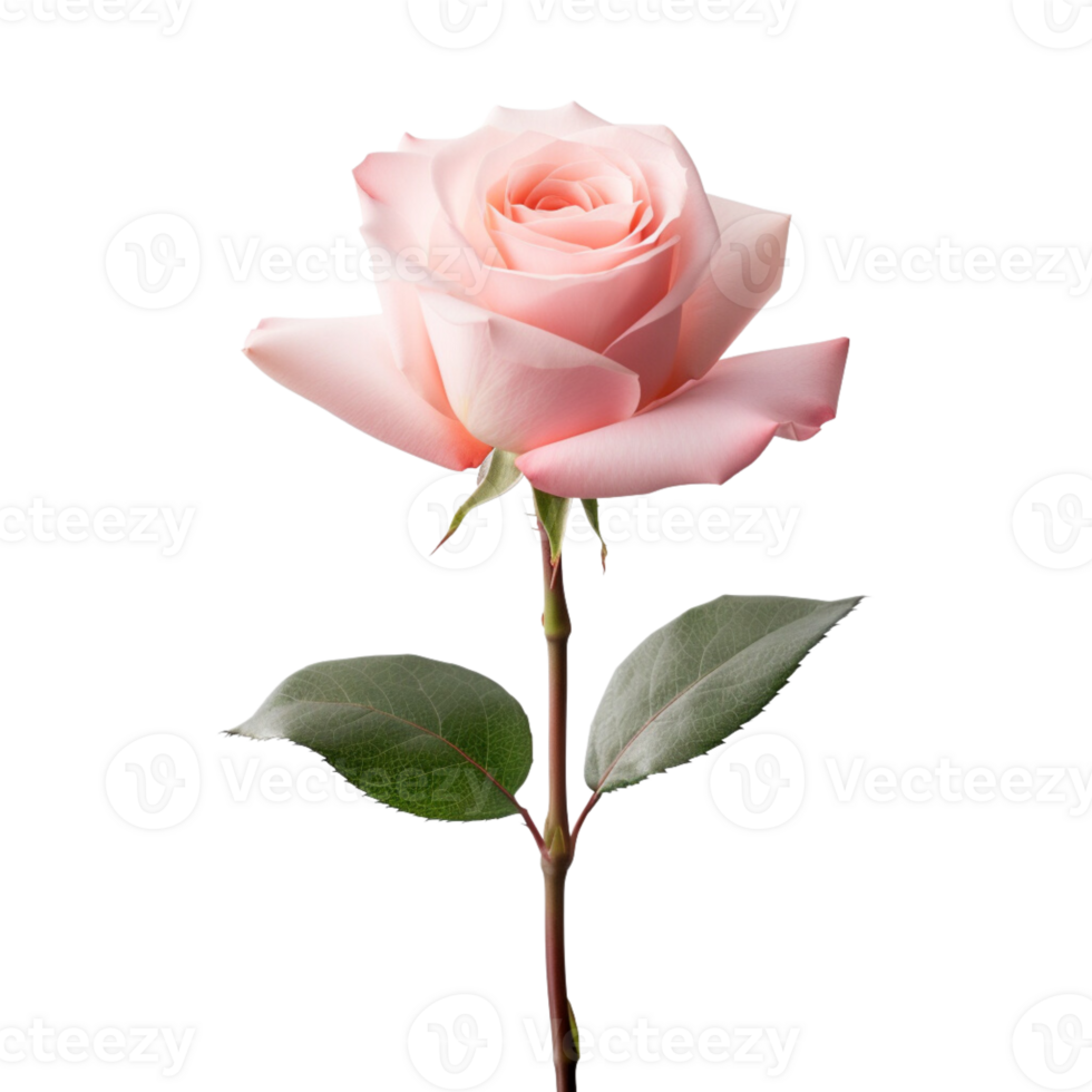 Beautiful pink rose on transparent background. png