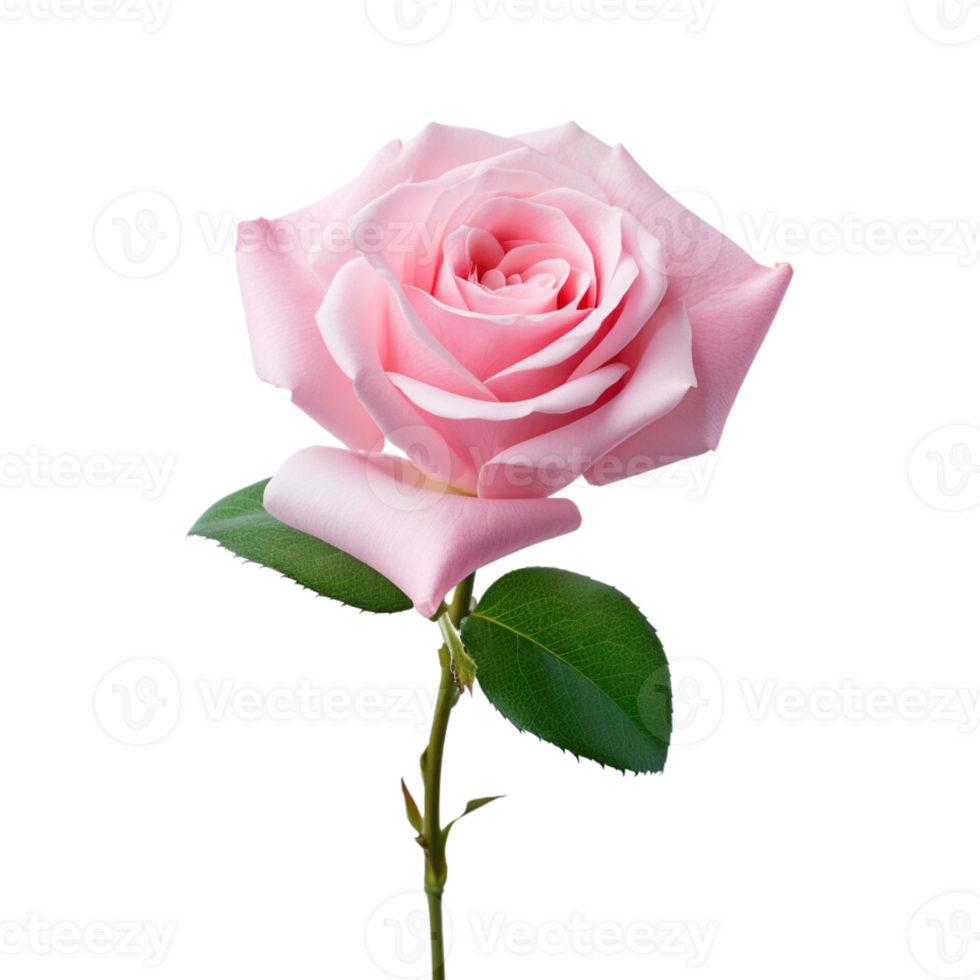 hermosa rosado Rosa en transparente antecedentes. ai generado png