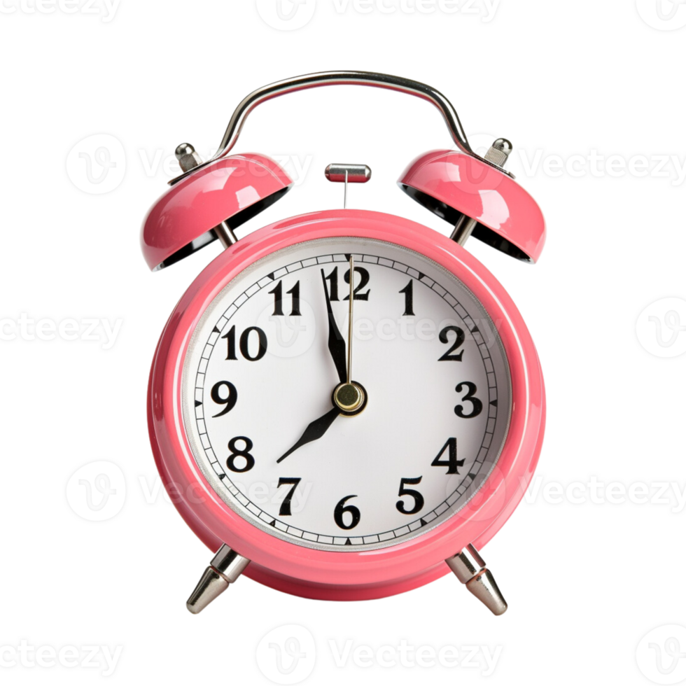 Pink alarm clock on a transparent background. png