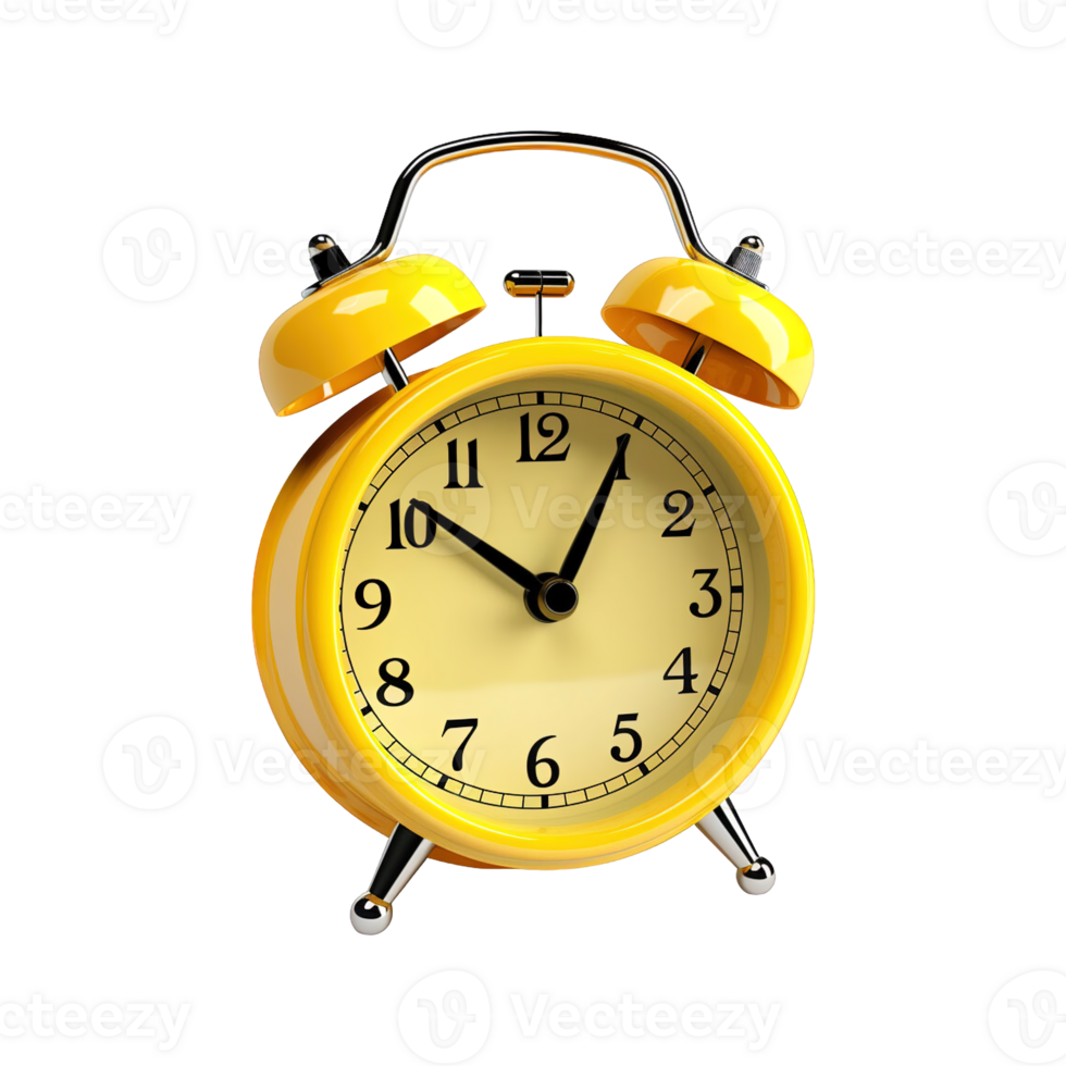 Gelb Alarm Uhr auf ein transparent Hintergrund. ai generiert png