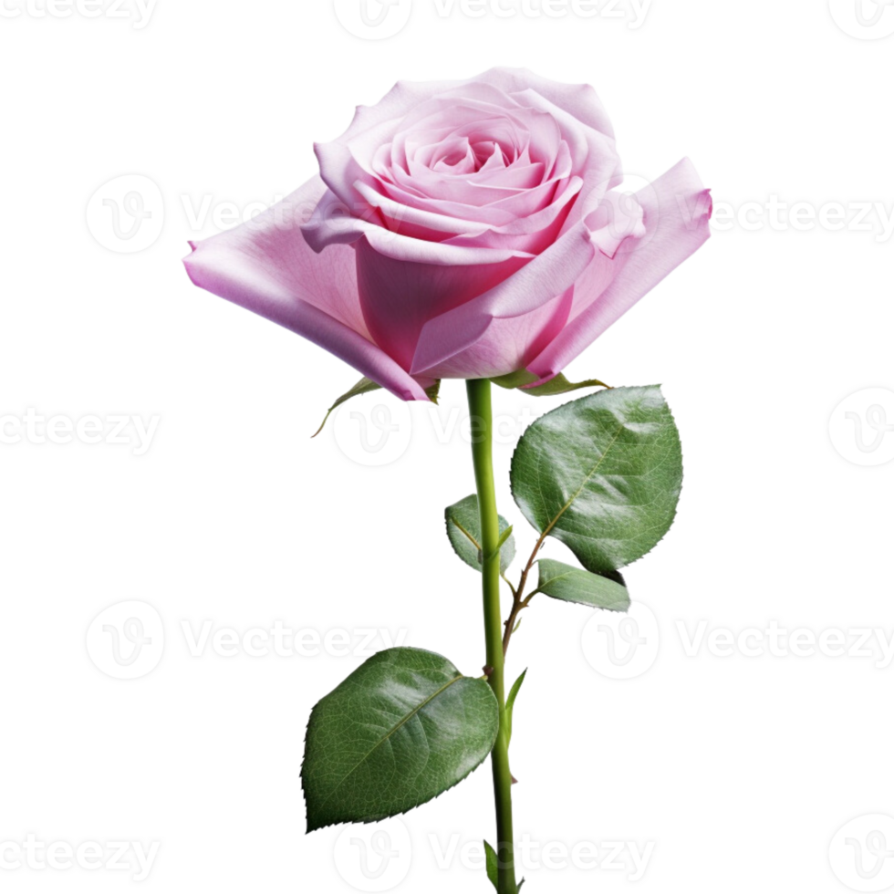Beautiful pink rose on transparent background. png