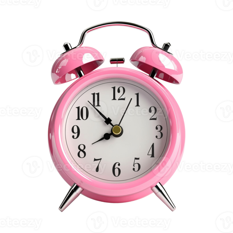 Pink alarm clock on a transparent background. png