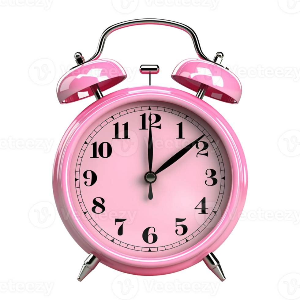 Pink alarm clock on a transparent background. png