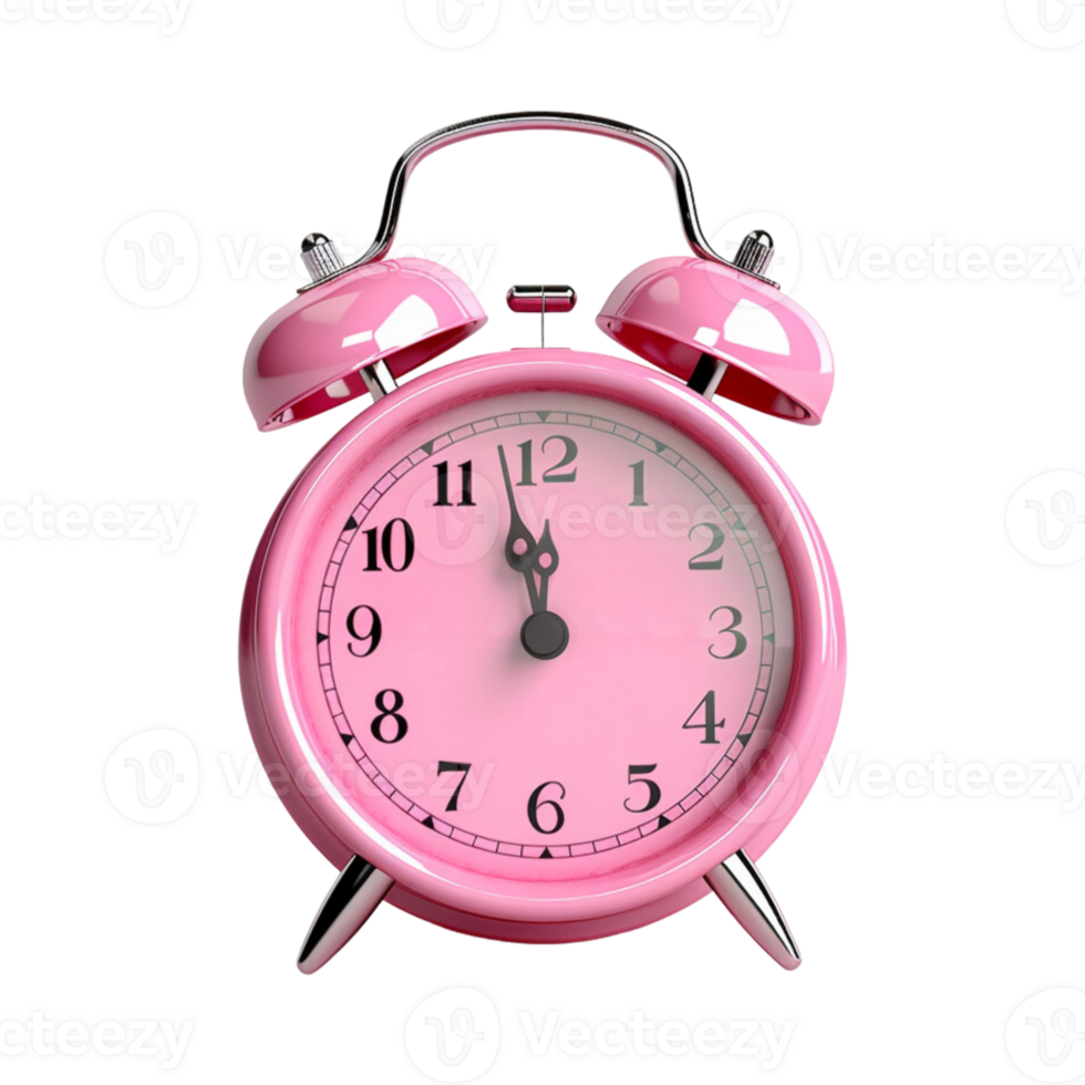 Pink alarm clock on a transparent background. ai generated png