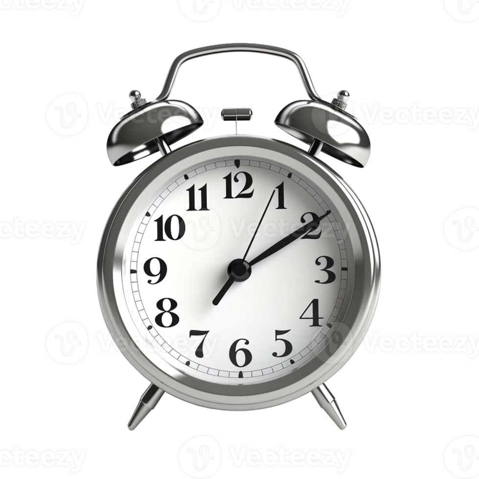 Grey alarm clock on a transparent background. png