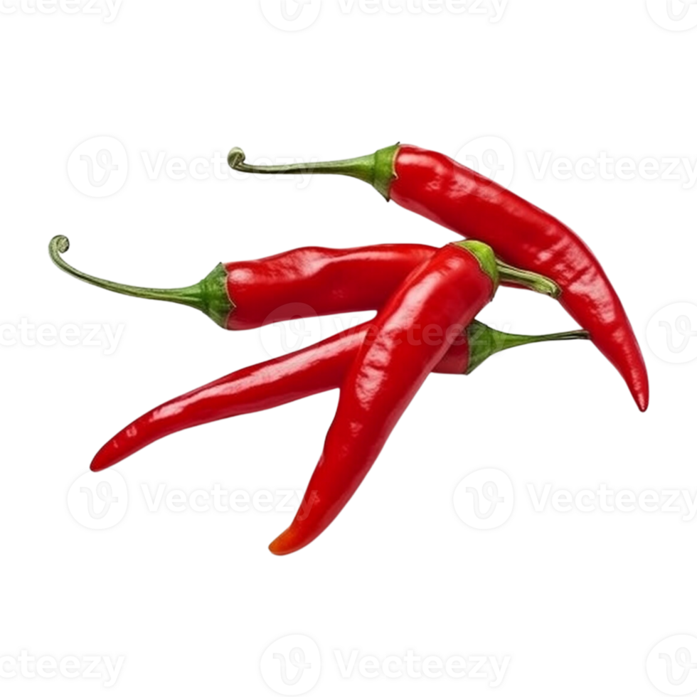 Red chili peppers are isolated on transparent background. clipping path. png