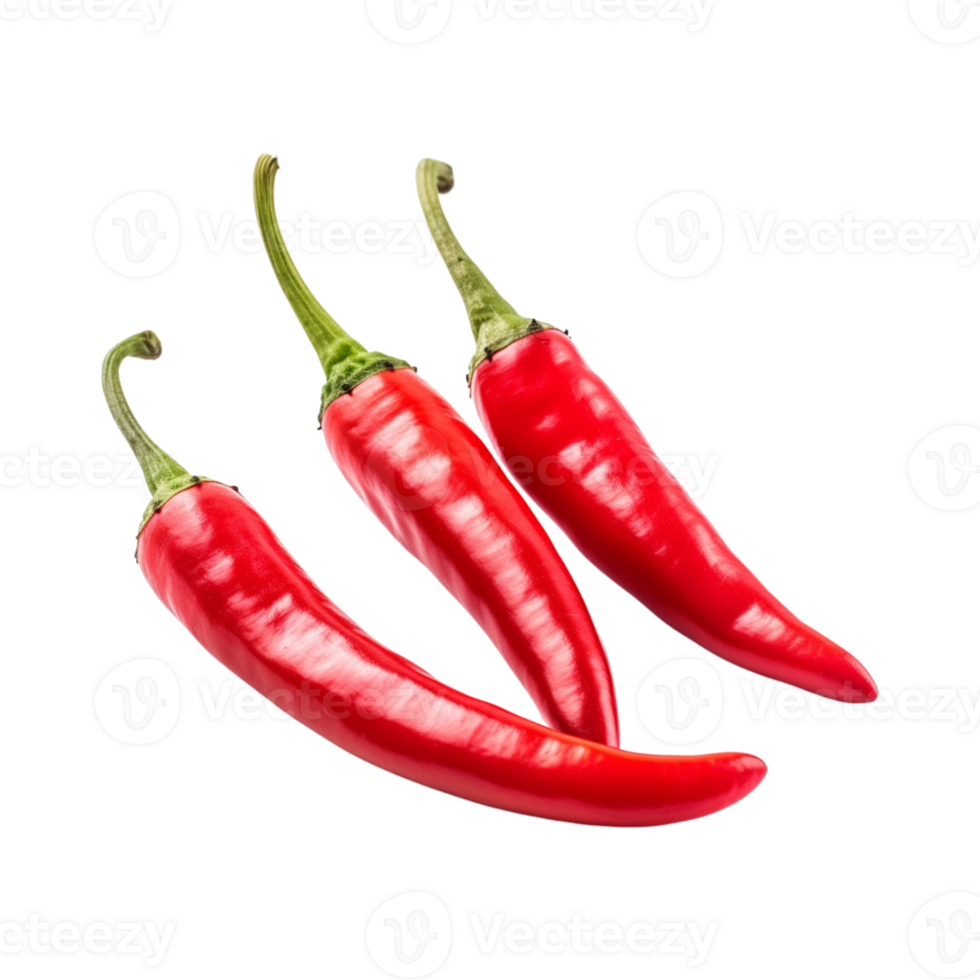 Red chili peppers are isolated on transparent background. clipping path. png