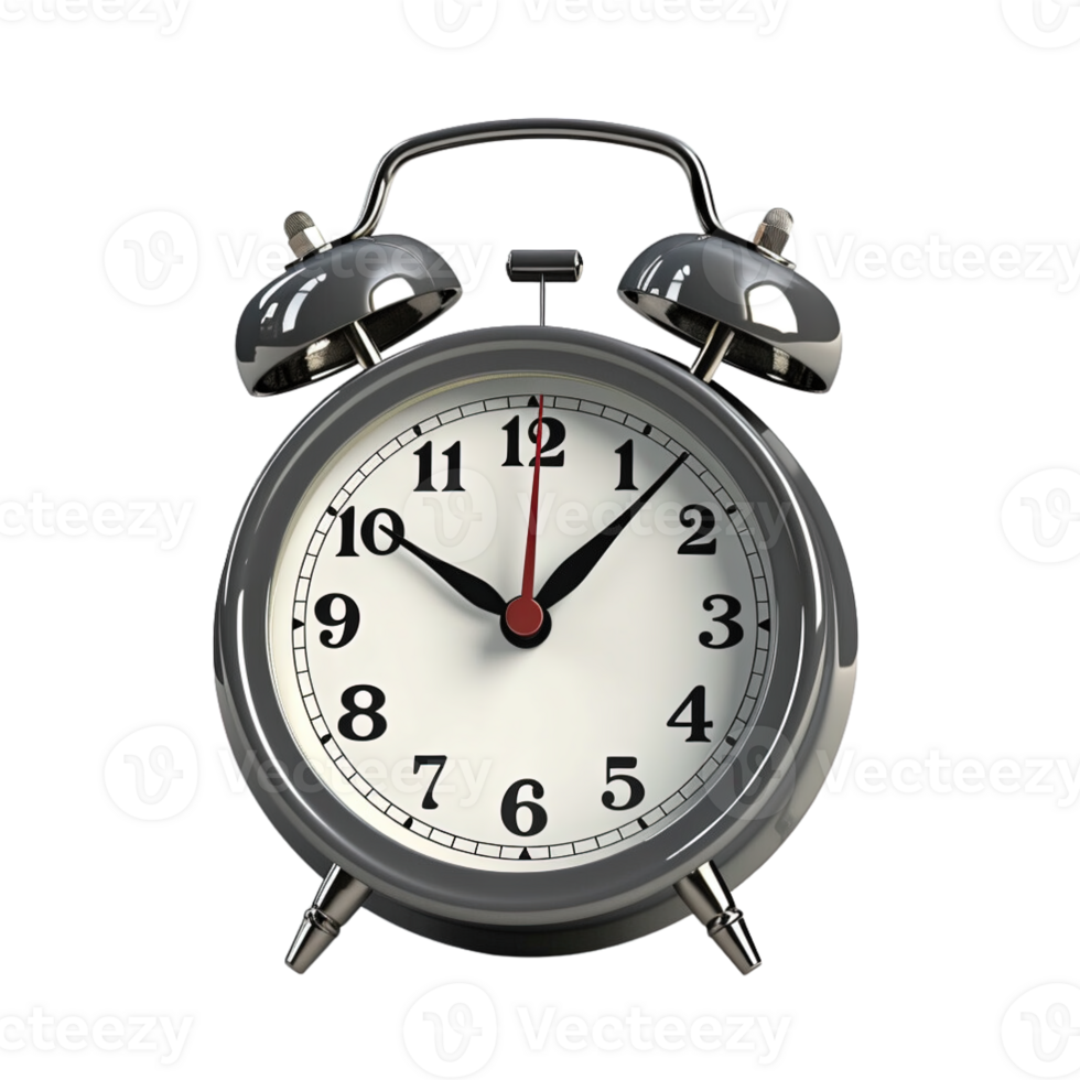 Grey alarm clock on a transparent background. png