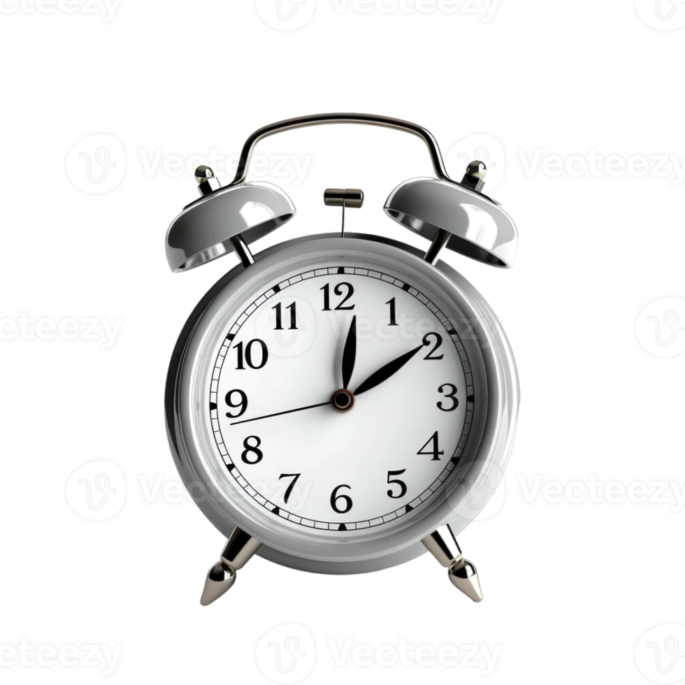 Grey alarm clock on a transparent background. ai generated png