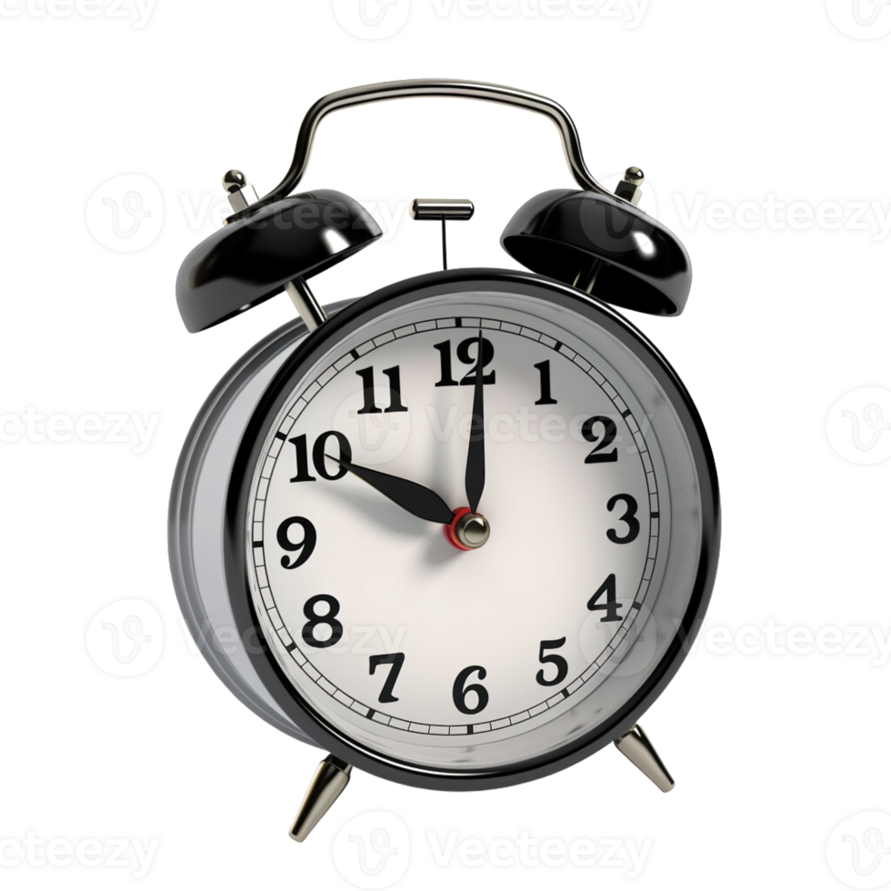 Grey alarm clock on a transparent background. png