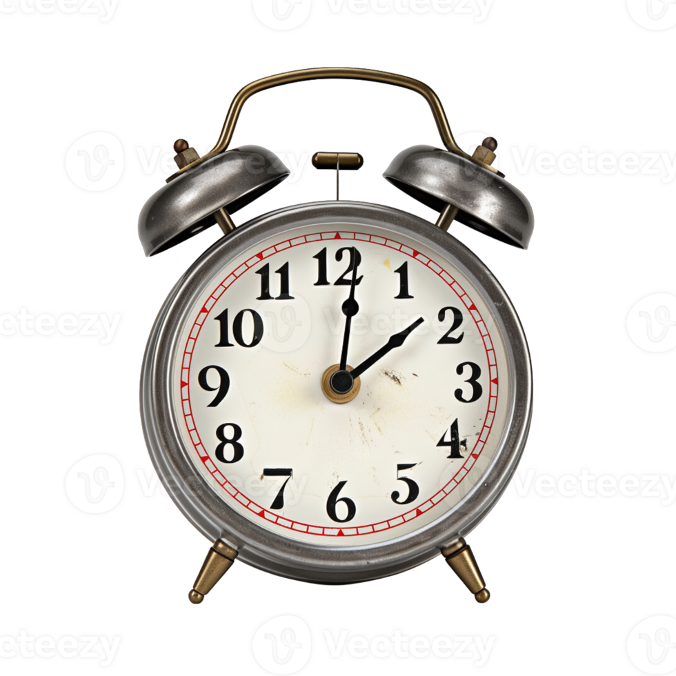 Grey alarm clock on a transparent background. ai generated png