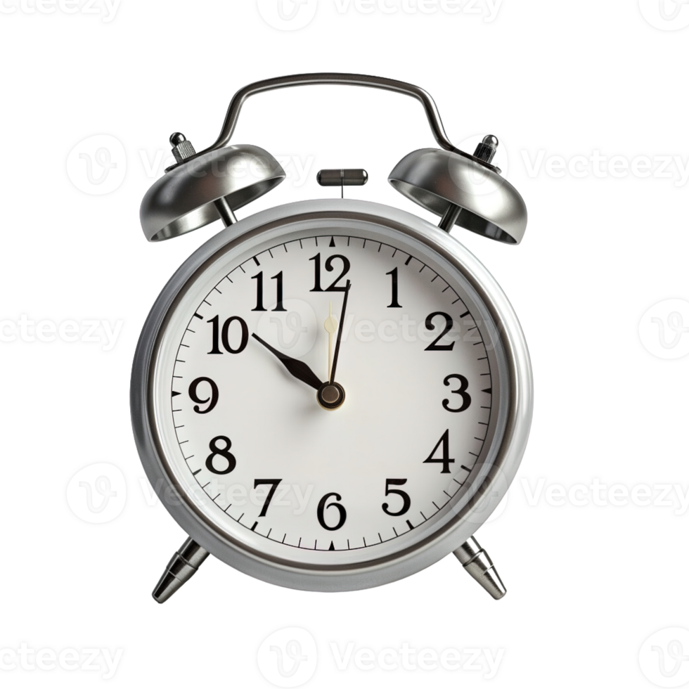 Grey alarm clock on a transparent background. png