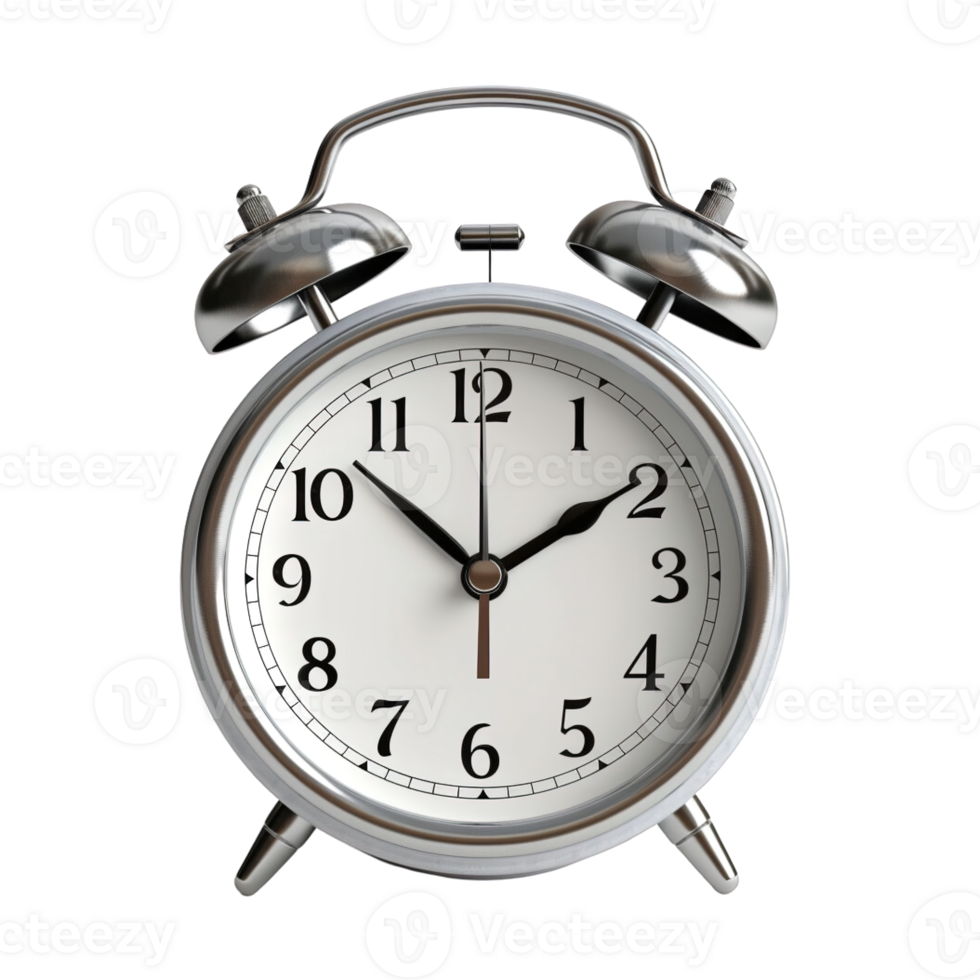 Grey alarm clock on a transparent background. png