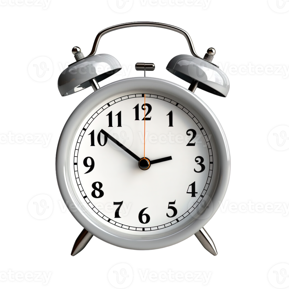 Grey alarm clock on a transparent background. ai generated png