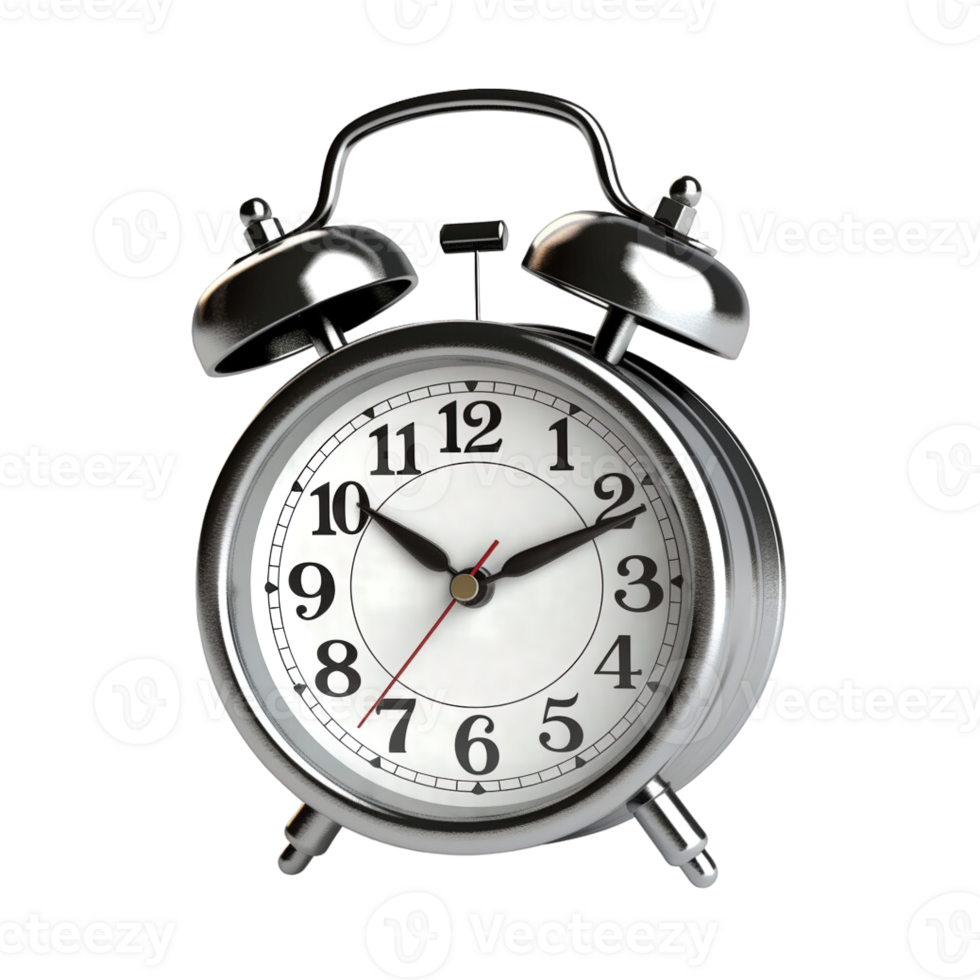 Grey alarm clock on a transparent background. ai generated png