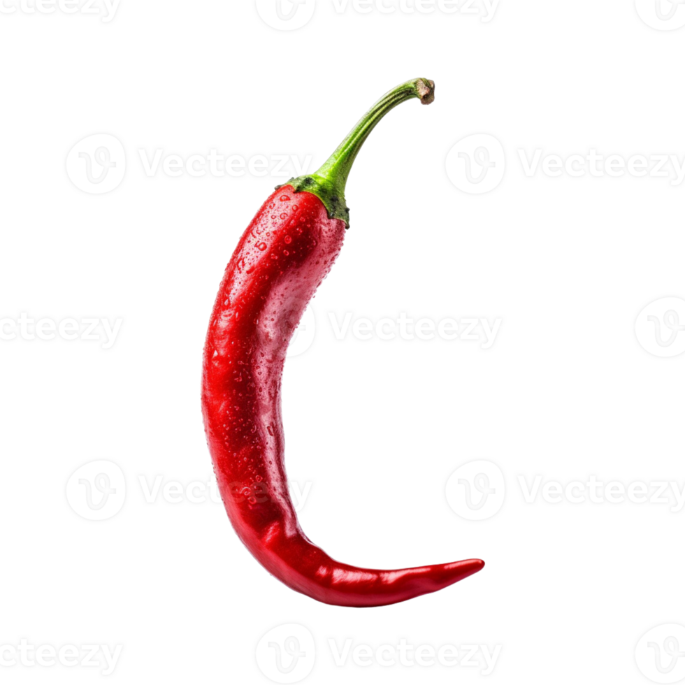 Red chili pepper are isolated on transparent background. clipping path. png
