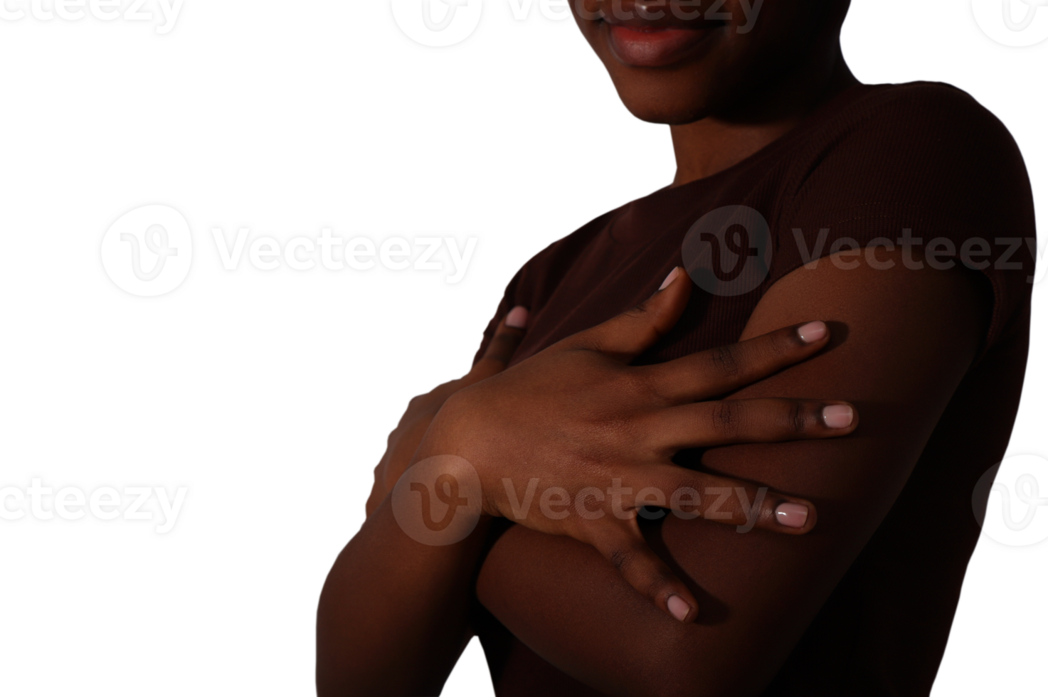 Afro american woman hands, nude manicured nails png