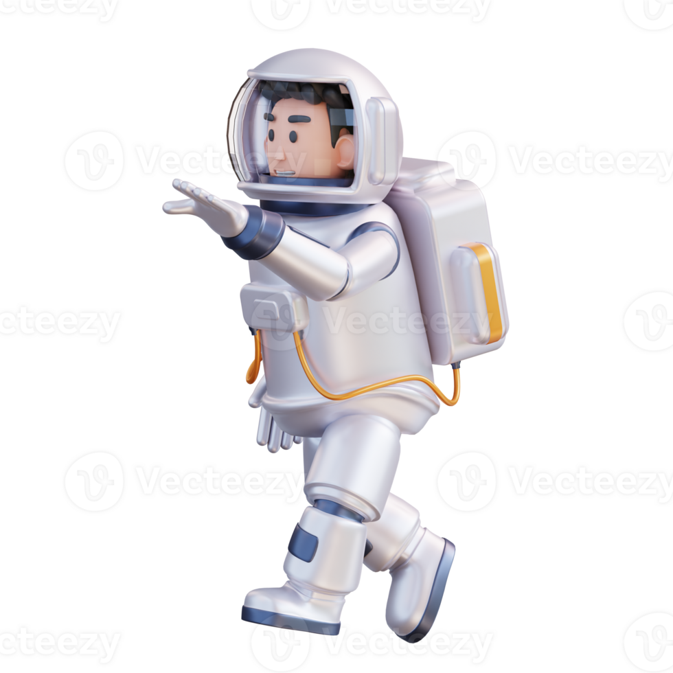 3d illustration of astronaut running in outer space png