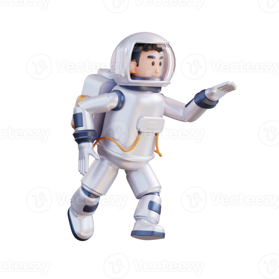 3d illustration of astronaut running in outer space png