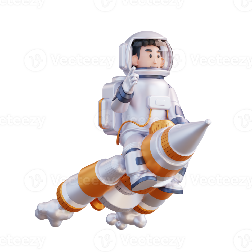3d illustration of astronaut riding a rocket png