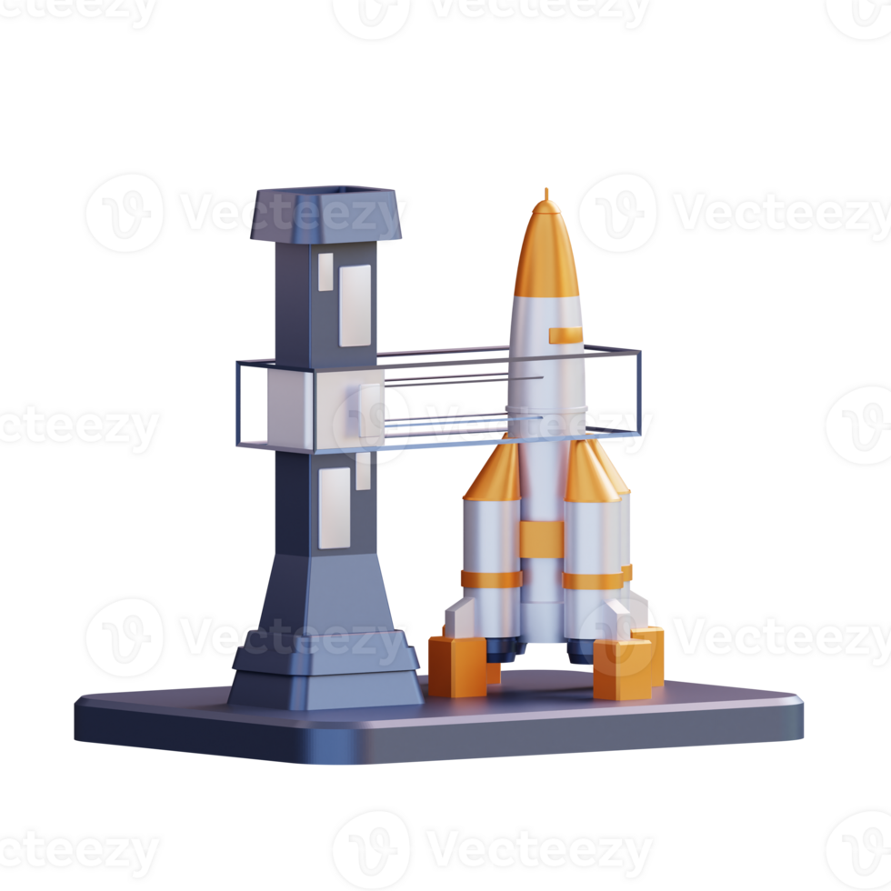 3d illustration of rocket airport png