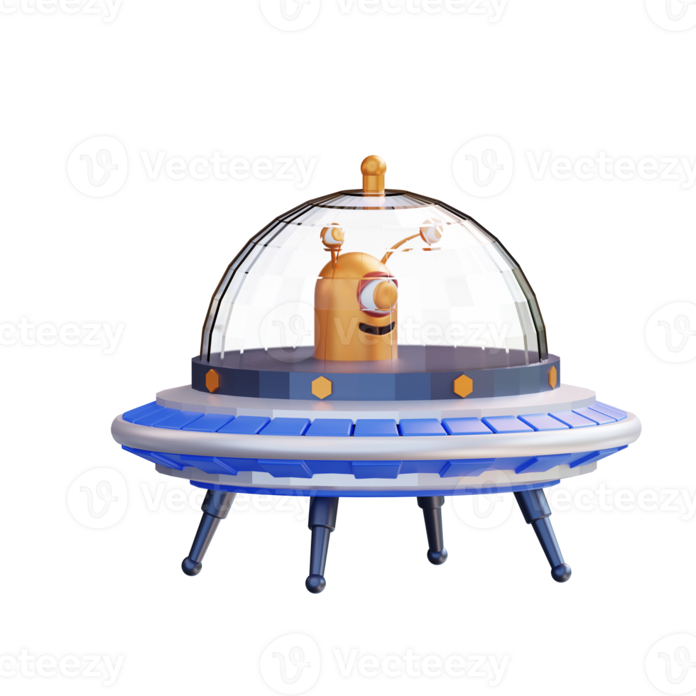 3d illustratie van ufo en buitenaardse wezens png