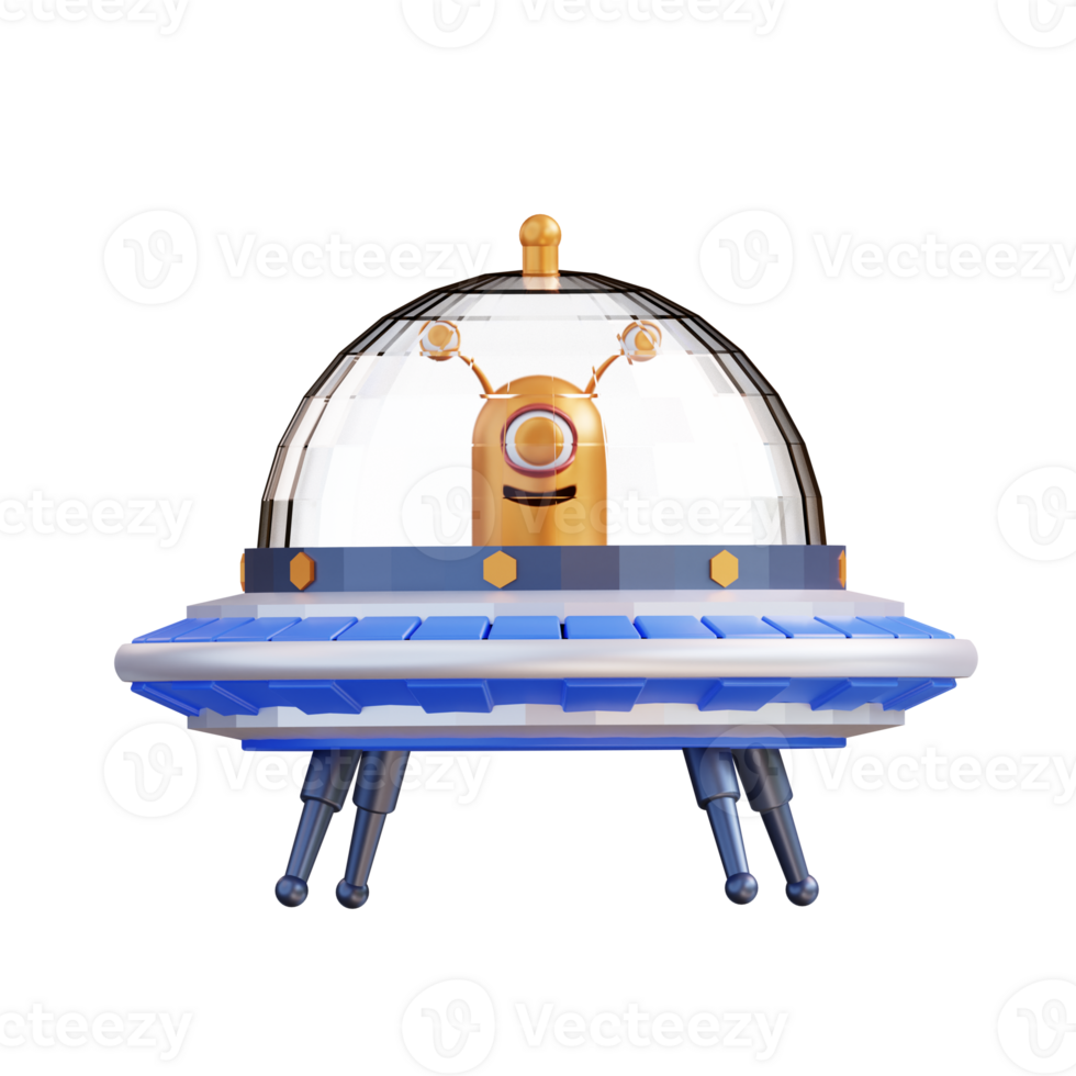 3d illustration of UFO and aliens png