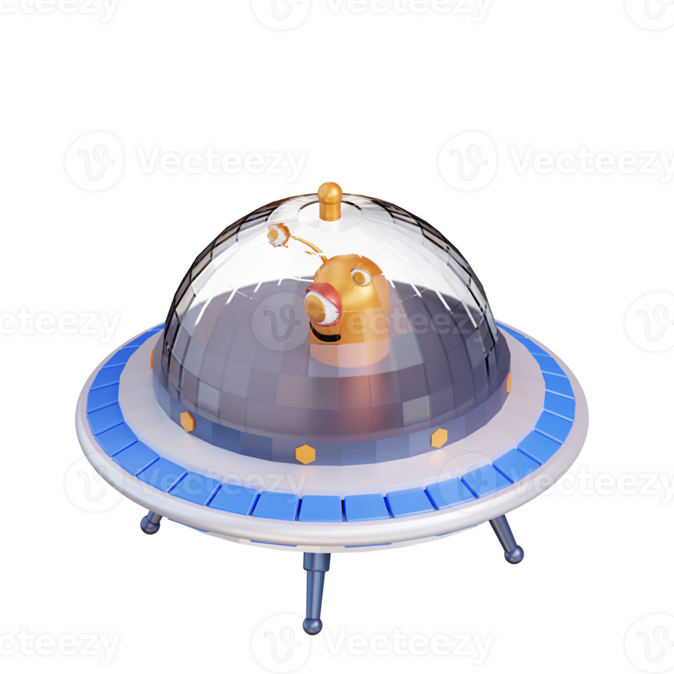 3d illustration of UFO and aliens png