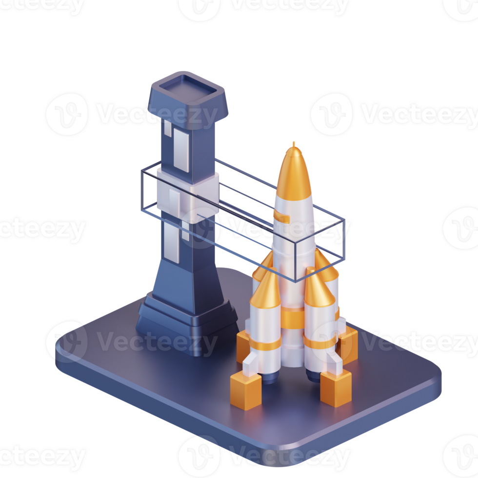 3d ilustración de cohete aeropuerto png