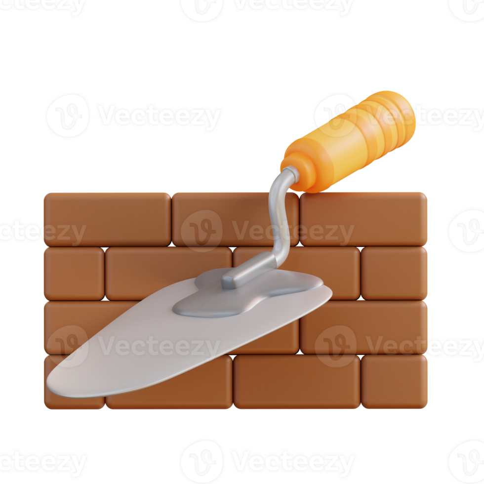 3d illustration masonry trowel png