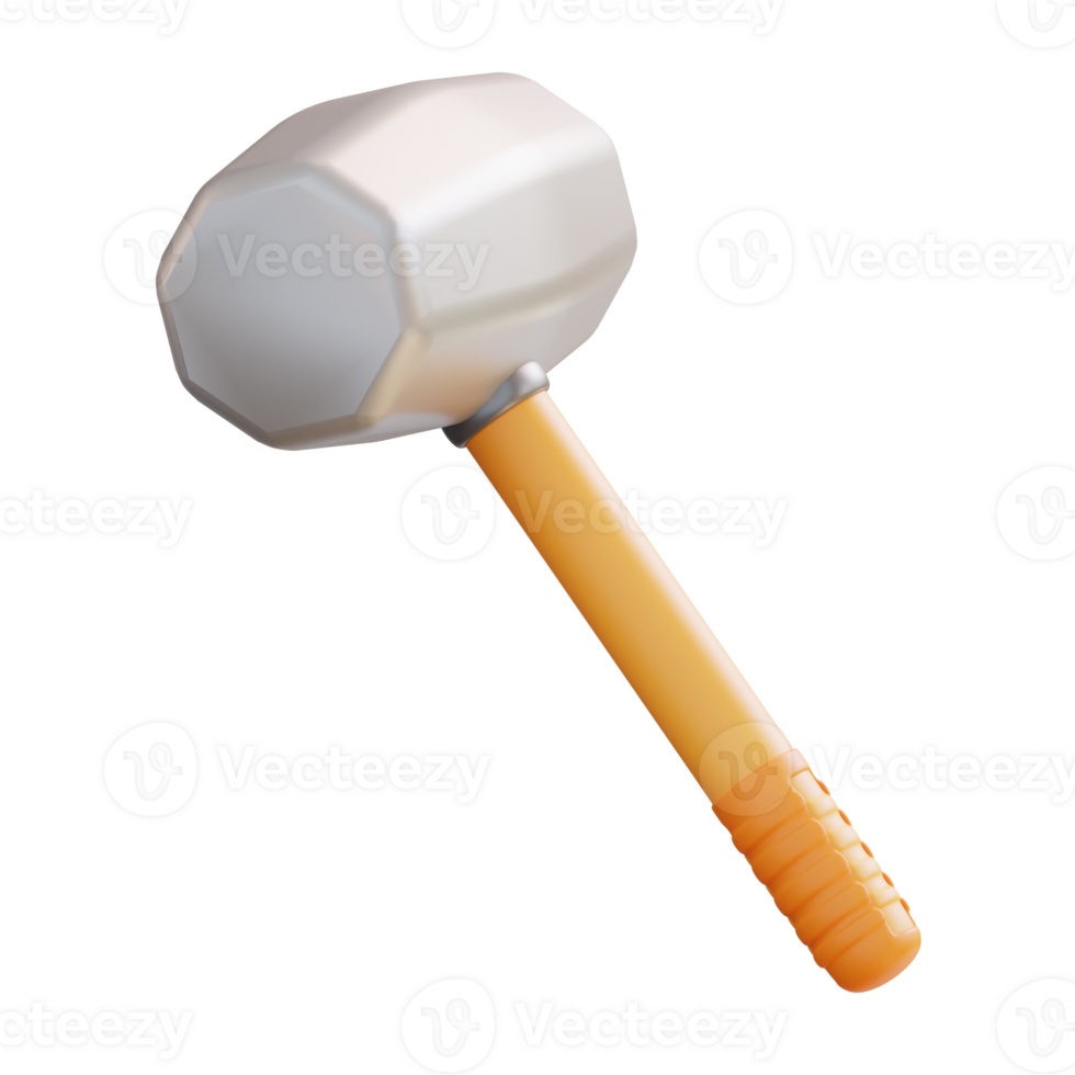 3d illustrazione gomma da cancellare martello png
