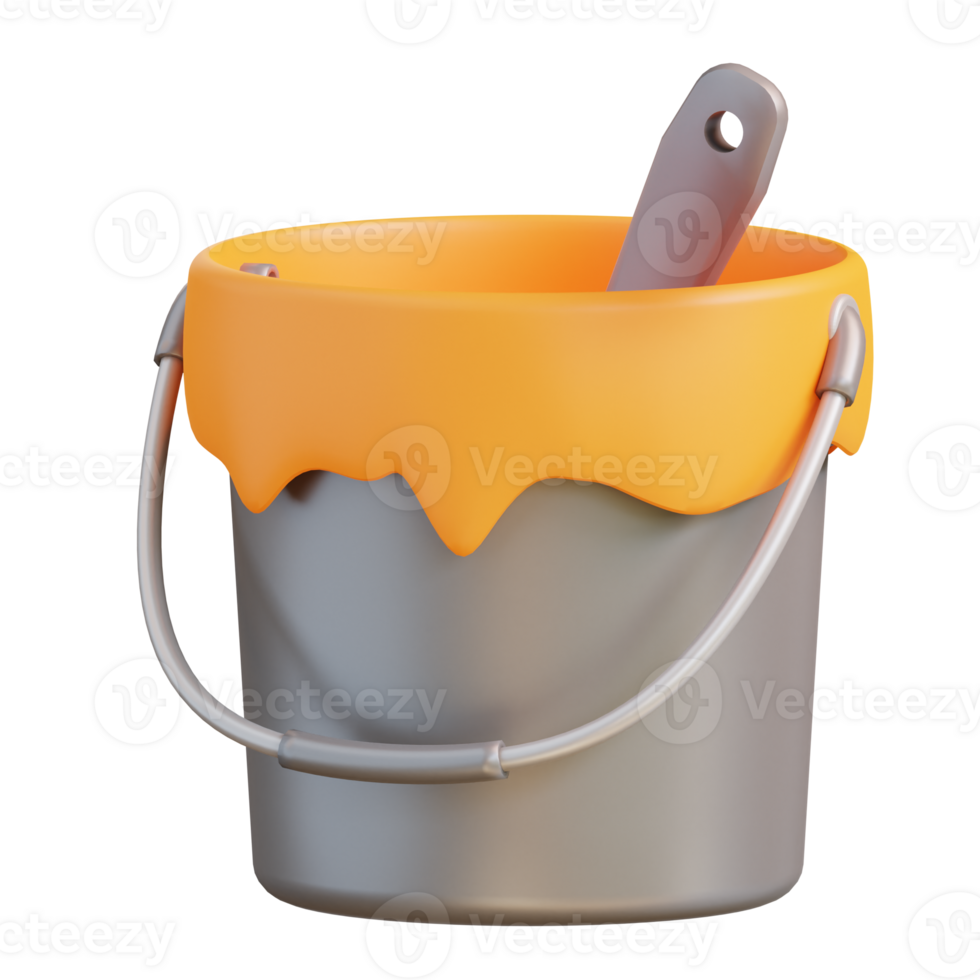 3d illustration of paint can and paint brush png
