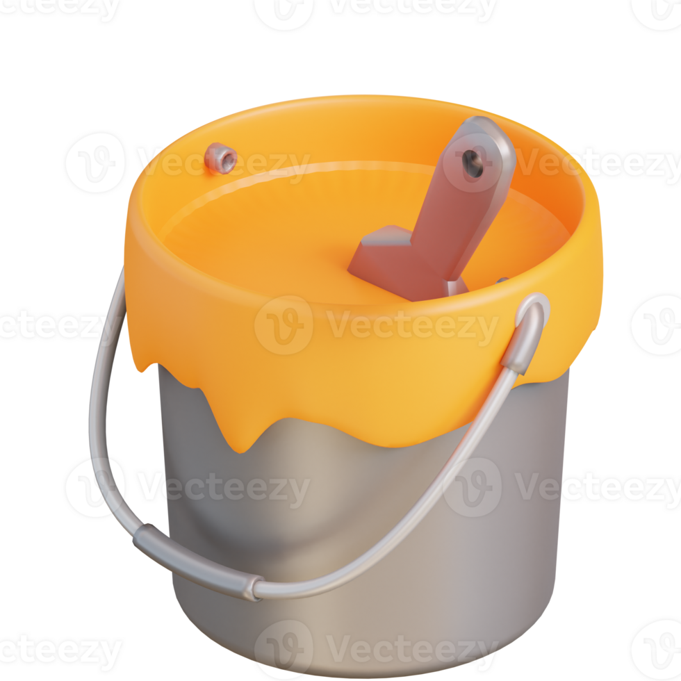3d illustration of paint can and paint brush png
