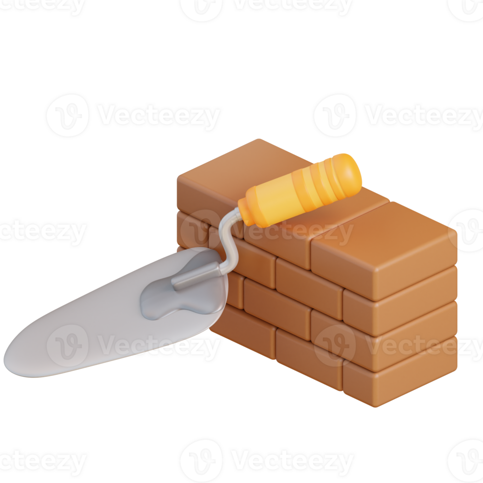 3d illustration masonry trowel png