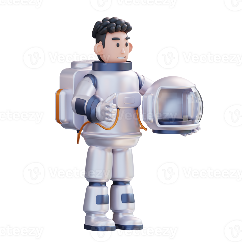 3d illustration astronaut holding a helmet png